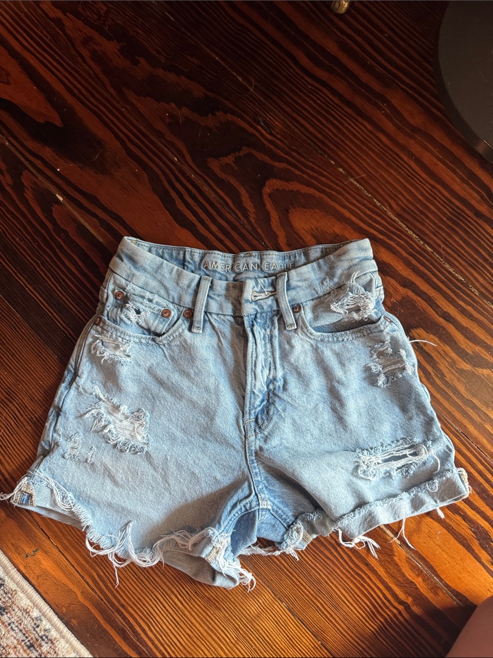 American Eagle Outfitters Light Wash Distressed Denim Shorts